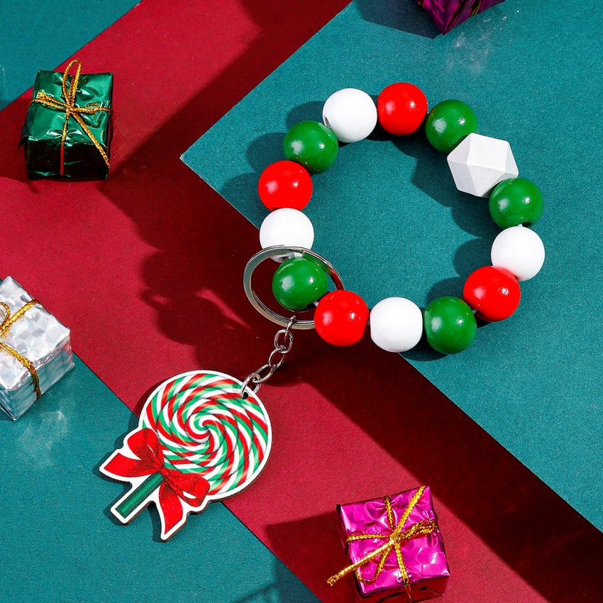 Wholesale Christmas Ball Games Wooden Key Chains